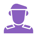 Purple military icon on black background.