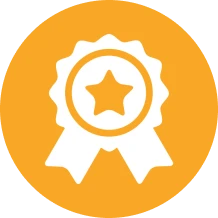Award ribbon icon with star in center.