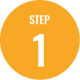 Orange circle with "Step 1" text.