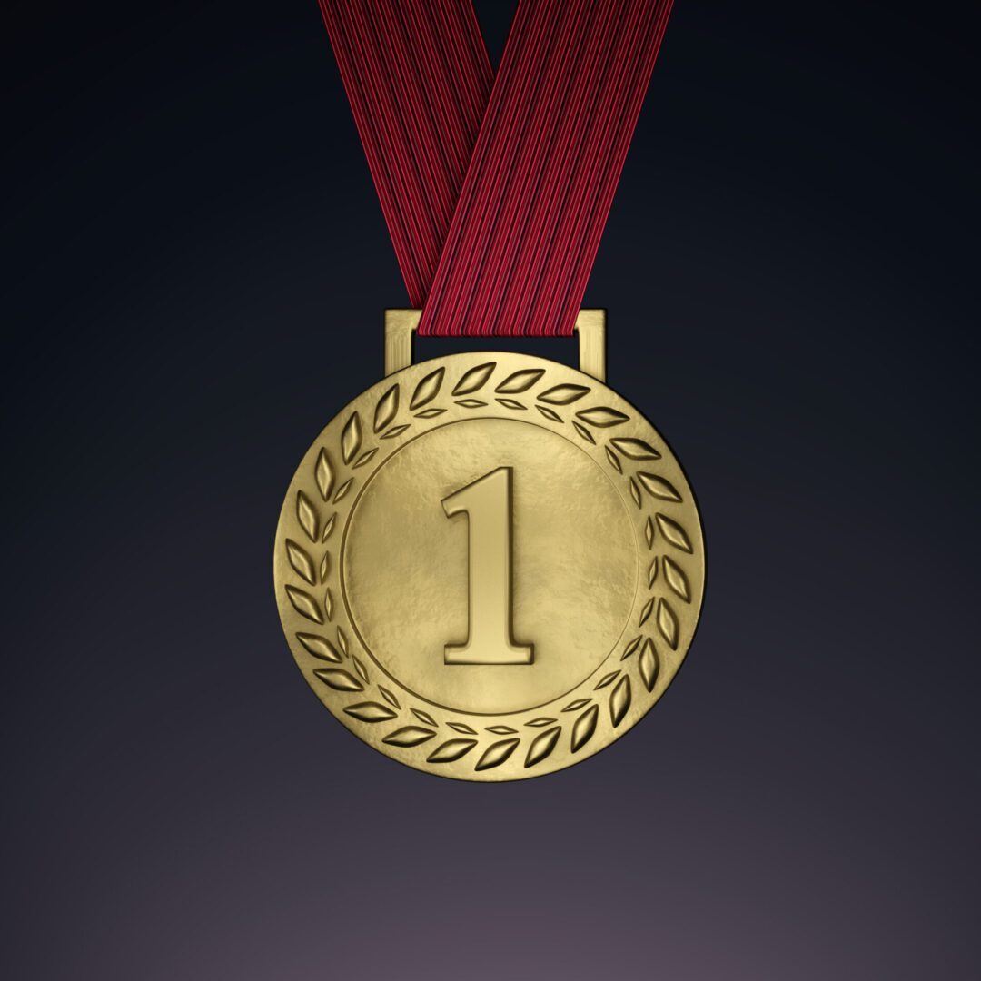 Gold Medal with ribbon. 3d render